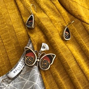 🦋REAL Butterfly Pendant &Earrings Native American